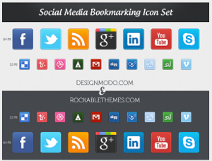 social media bookmarking icon set